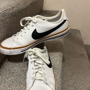 Nike Kids White and Black Sneakers with Gold Trim